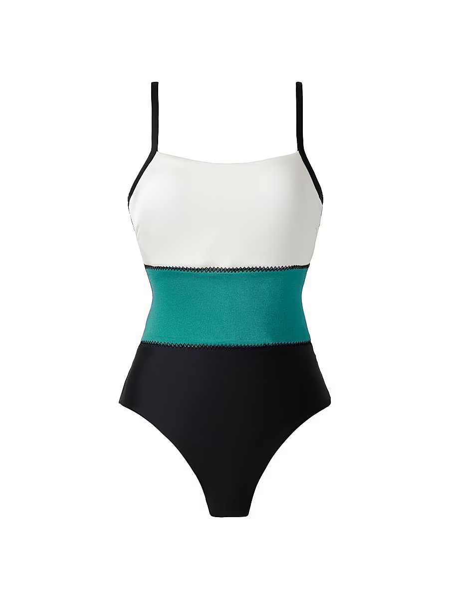 Miraclesuit Swim Women's Spectra Trifecta Colorblocked One-Piece Swimsuit - Blue And Black - Size 14