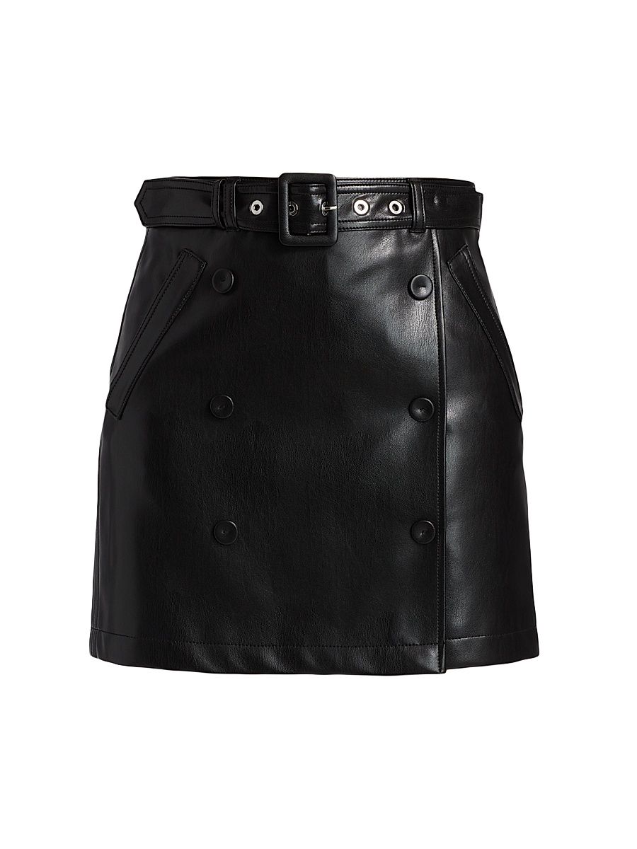 Women's Quin Vegan Leather Miniskirt - Black - Size 16