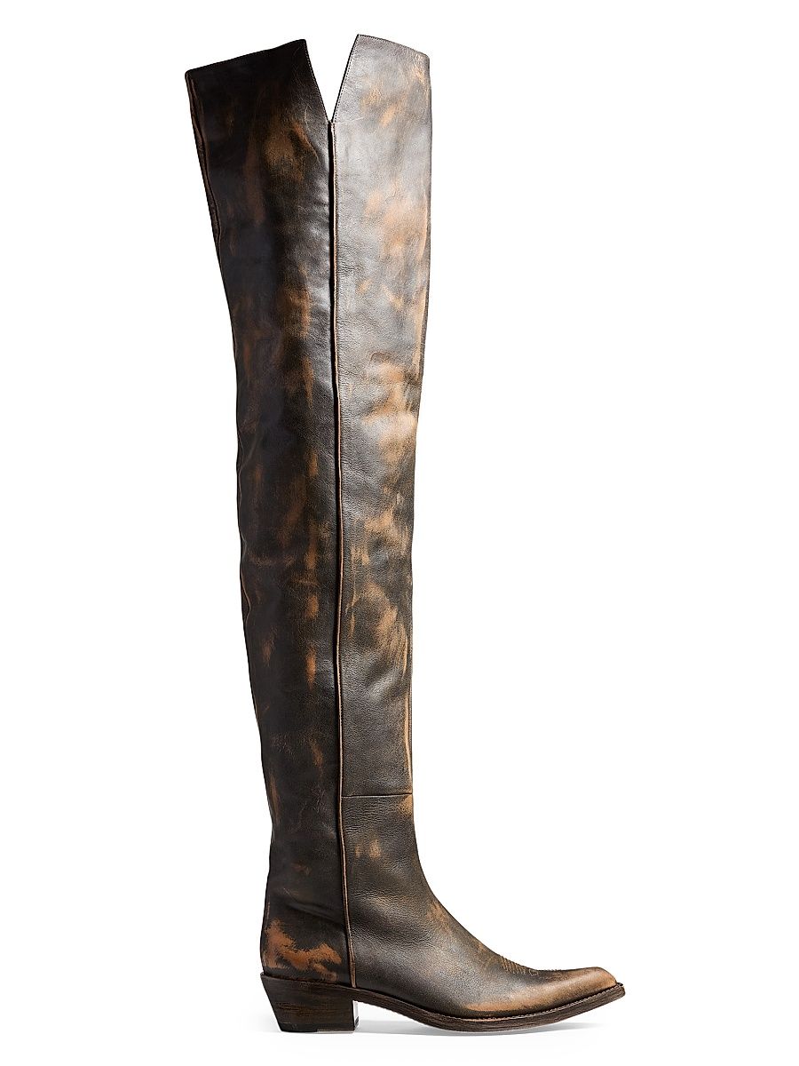 Women's Clive Vintage Leather Over-the-Knee Boots - Vintage Black - Size 10