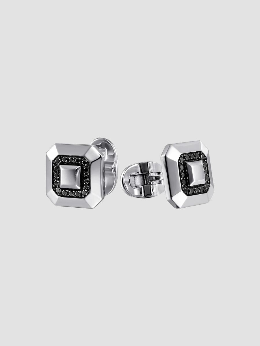 Gabriel & Co Men's Geo Sterling Silver & Black Spinel Octagon Cufflinks - Silver