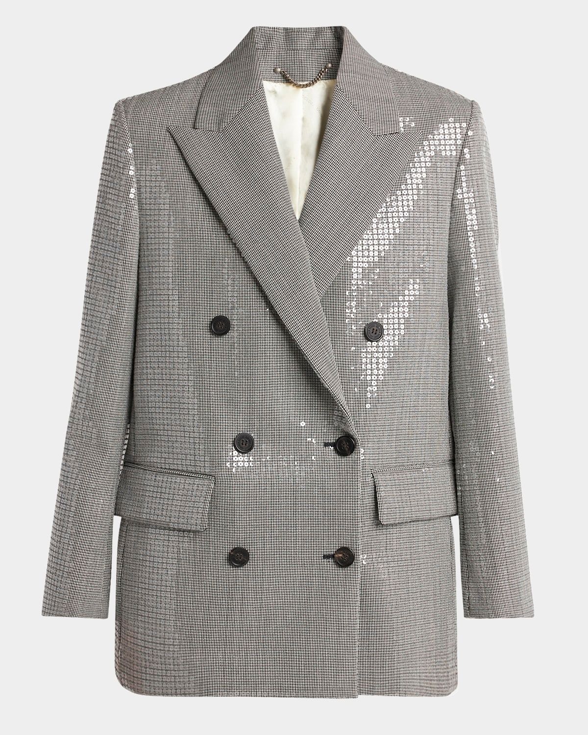 Journey Sequined Houndstooth Boyfriend Jacket