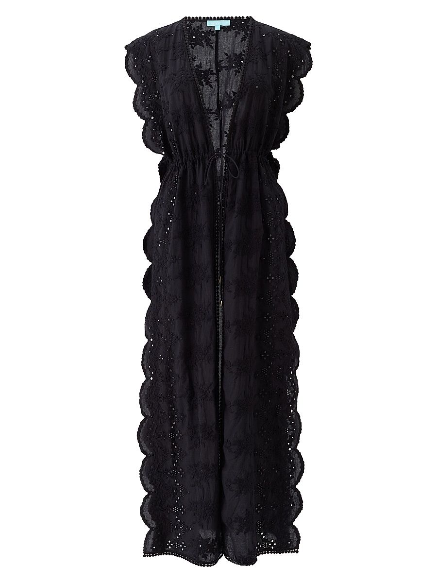 Women's Talitha Broderie Anglaise Maxi Caftan - Black - Size Medium