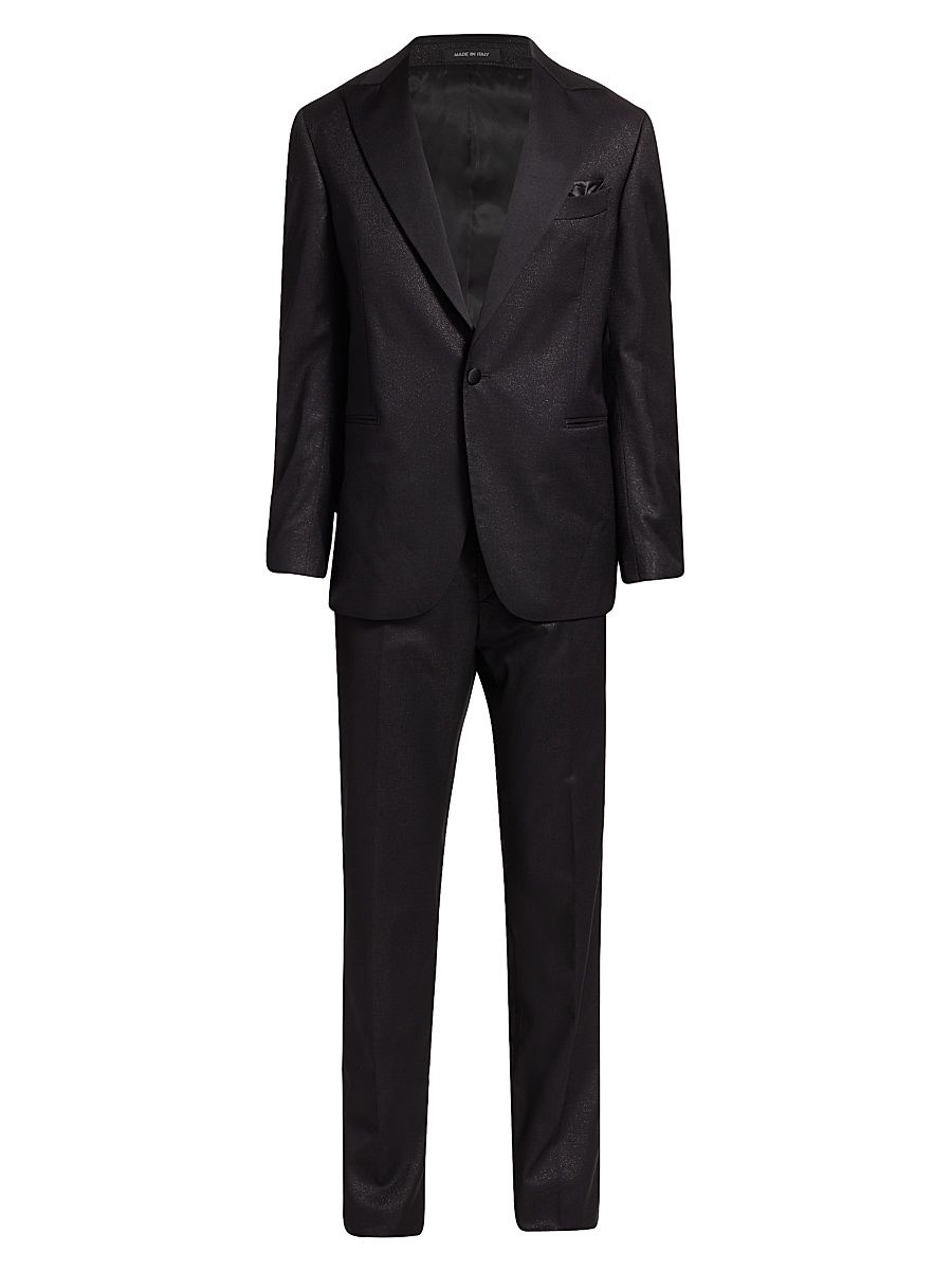 Men's COLLECTION Tonal Sparkle Virgin Wool Single-Breasted Suit - Moonless - Size 46