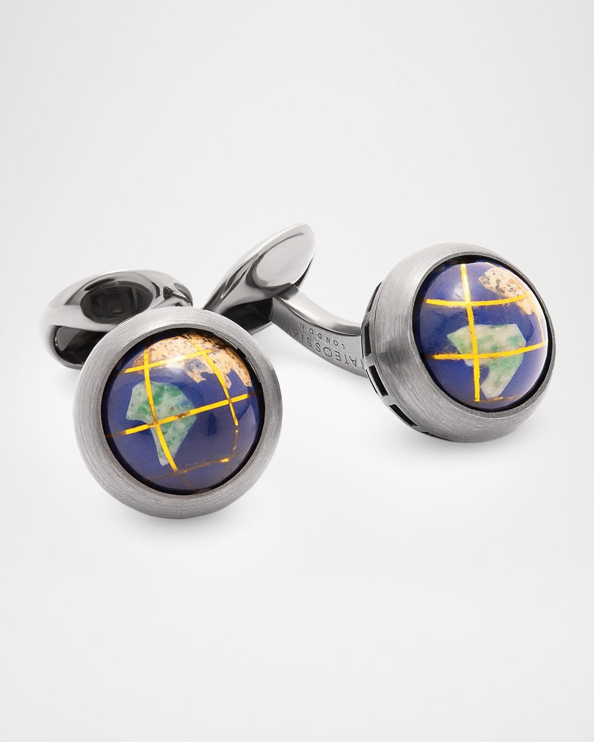 Men & apos;s Lapis Globe Cufflinks