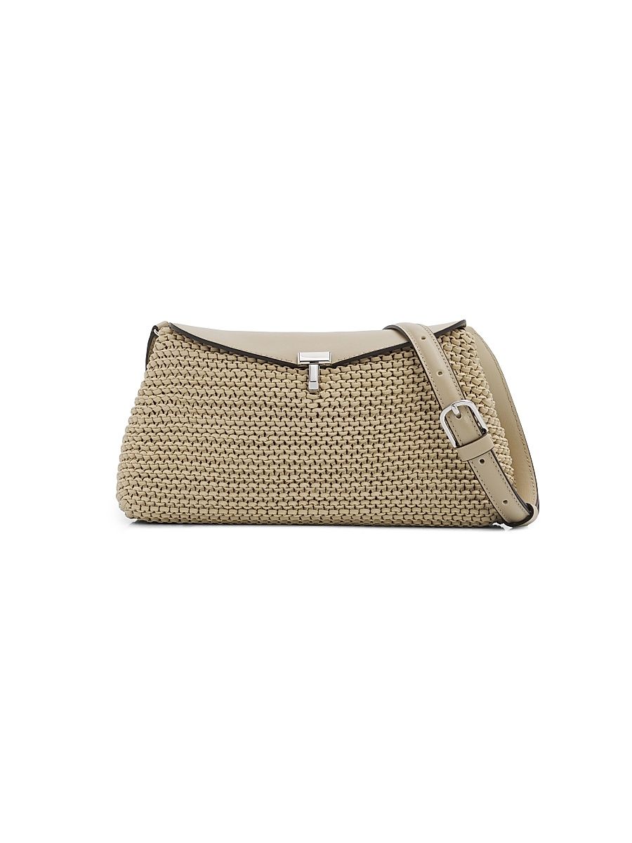 Toteme Women's T-Lock Woven Leather Clutch - Fawn