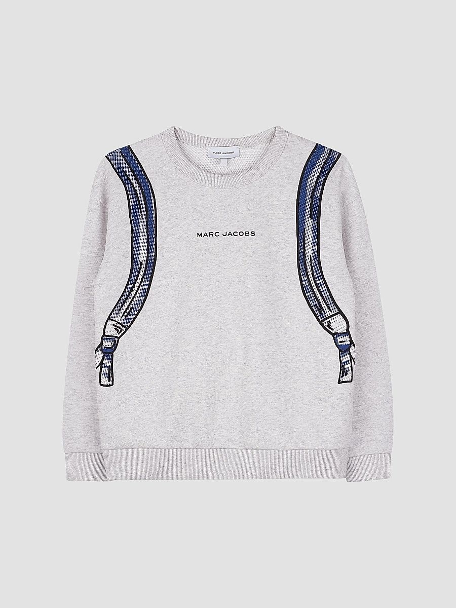 Marc Jacobs Boy's Little Boy's & Boy's Backpack Graphic Crewneck Sweatshirt - Light Heather Grey - Size 2