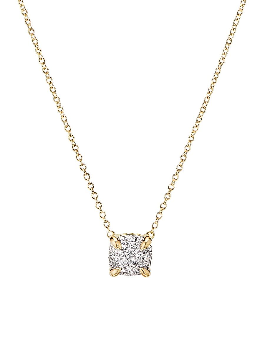 Women's Chatelaine Pendant Necklace in 18K Yellow Gold with Full Pavé Diamonds - Diamond