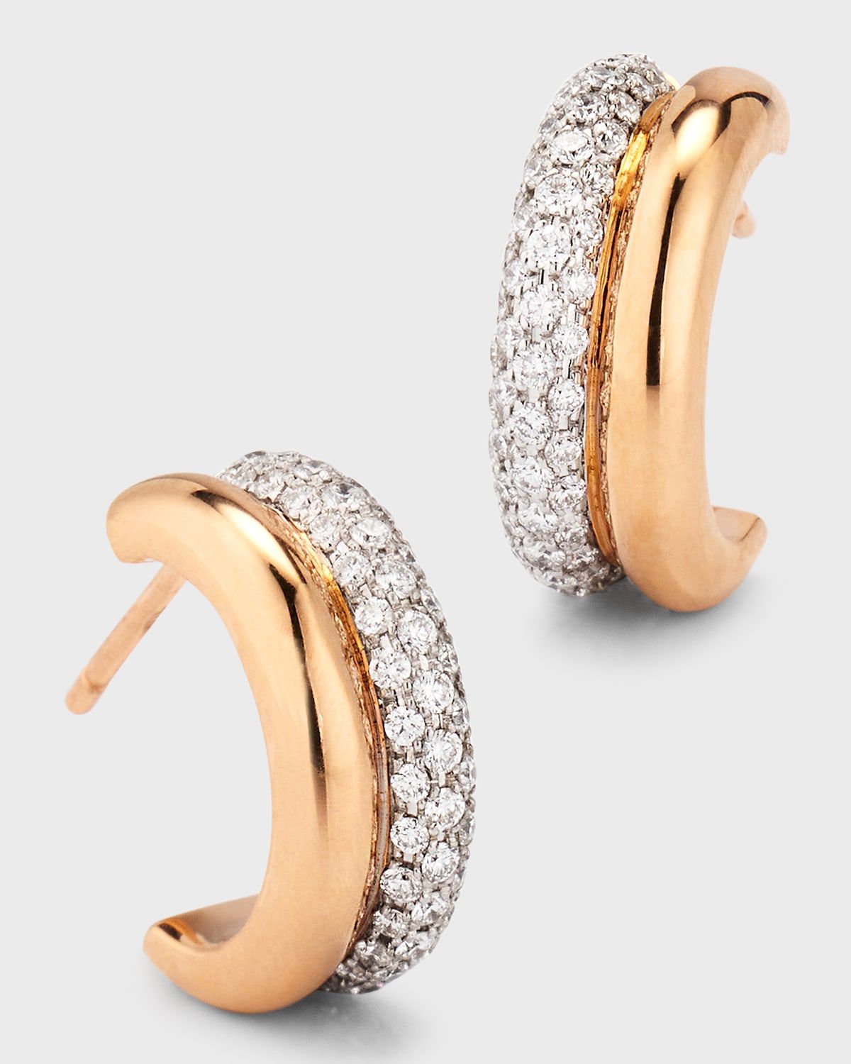 Thoby 18K Rose Gold and Diamond Tubular Huggie Earrings