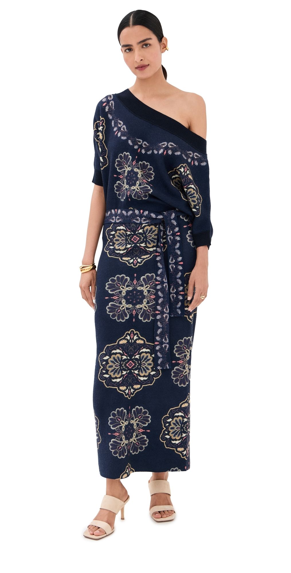 Figue Kristi Sweater Dress Kaleidoscope Medallion Navy XL