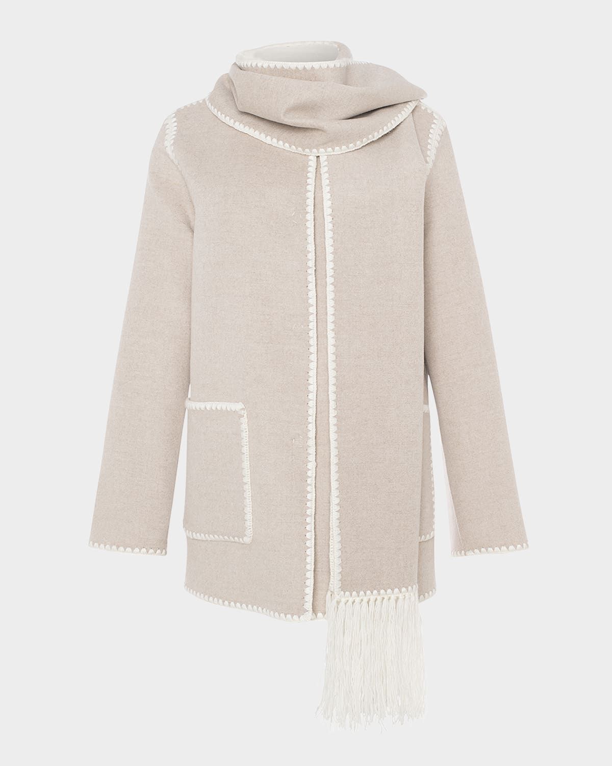 Cashmere-Wool Jacket With Detachable Scarf