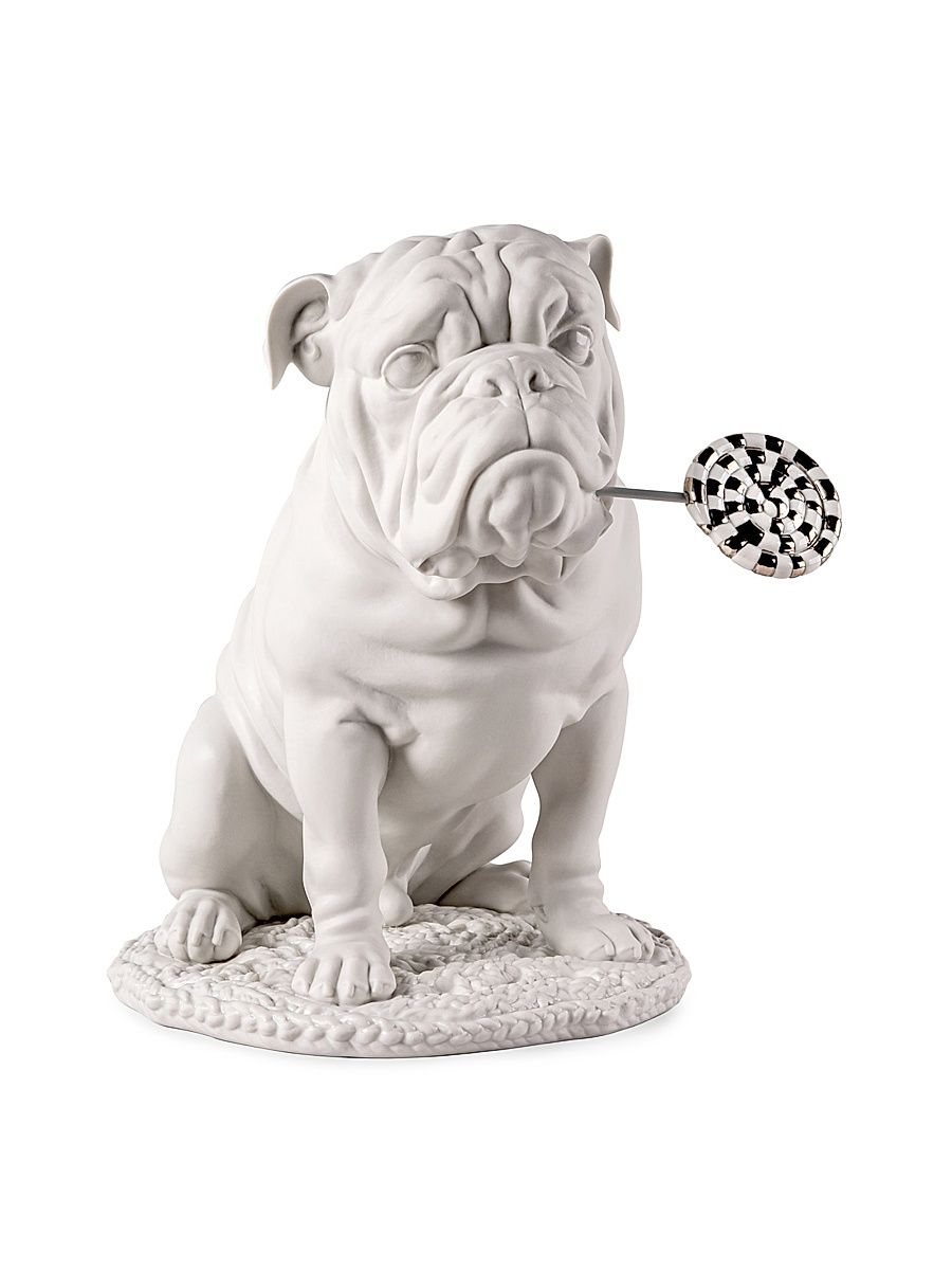 Animals Bulldog With Lollipop Re Deco Porcelain Figurine