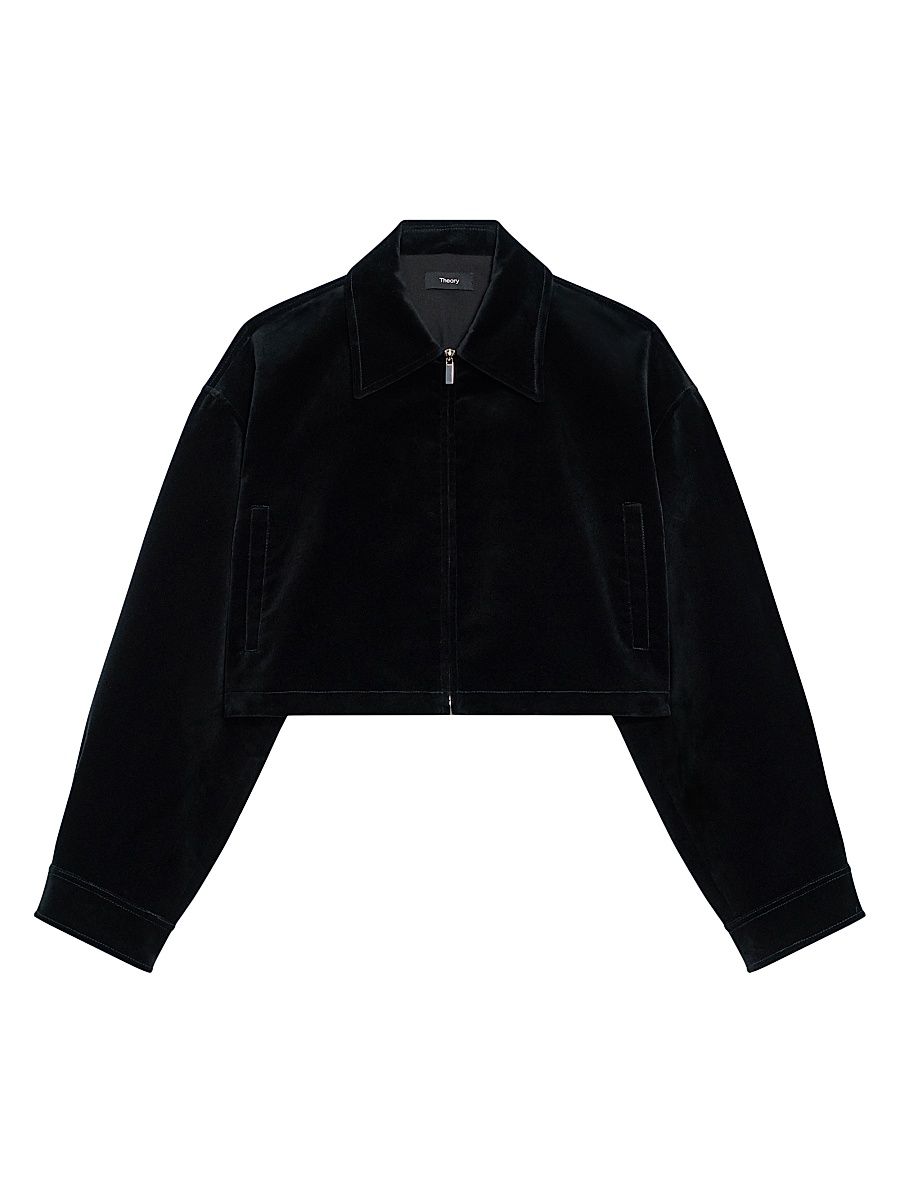 Women's Aline Cropped Zip-Front Jacket - Black - Size Large