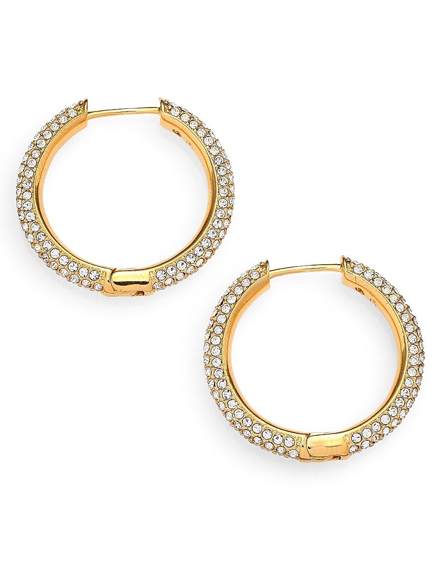 Pavé Hoop Earrings/0.8" - Gold