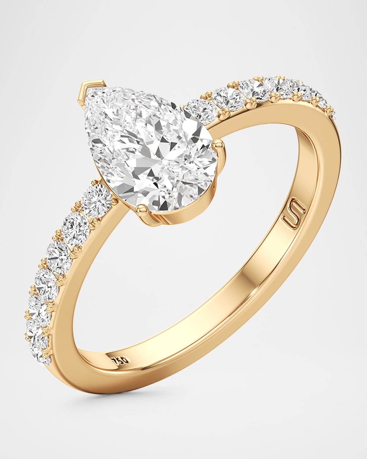 Tear Lab-Grown Diamond Solitaire Pave Ring