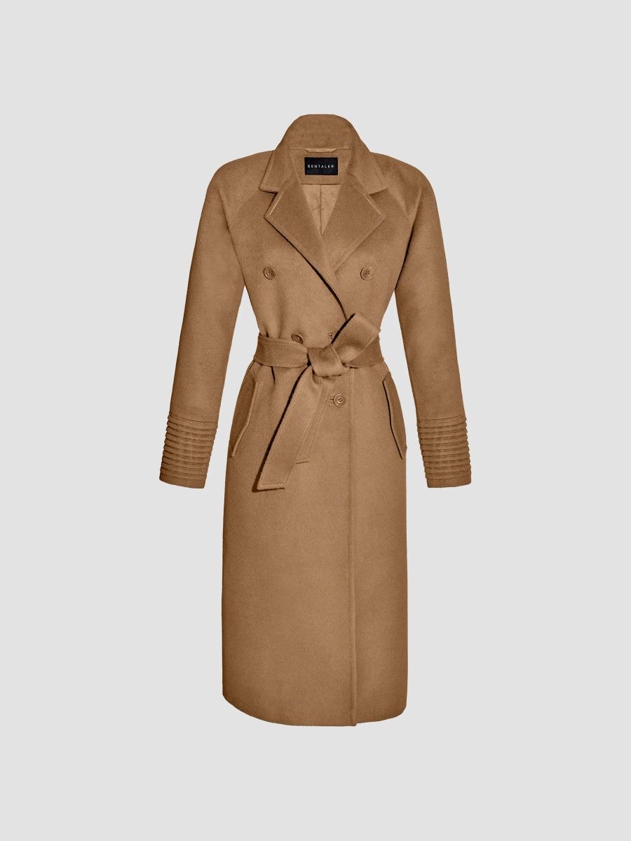 Sentaler Women's Alpaca-Wool Double-Breasted Long Coat - Dark Camel - Size XS