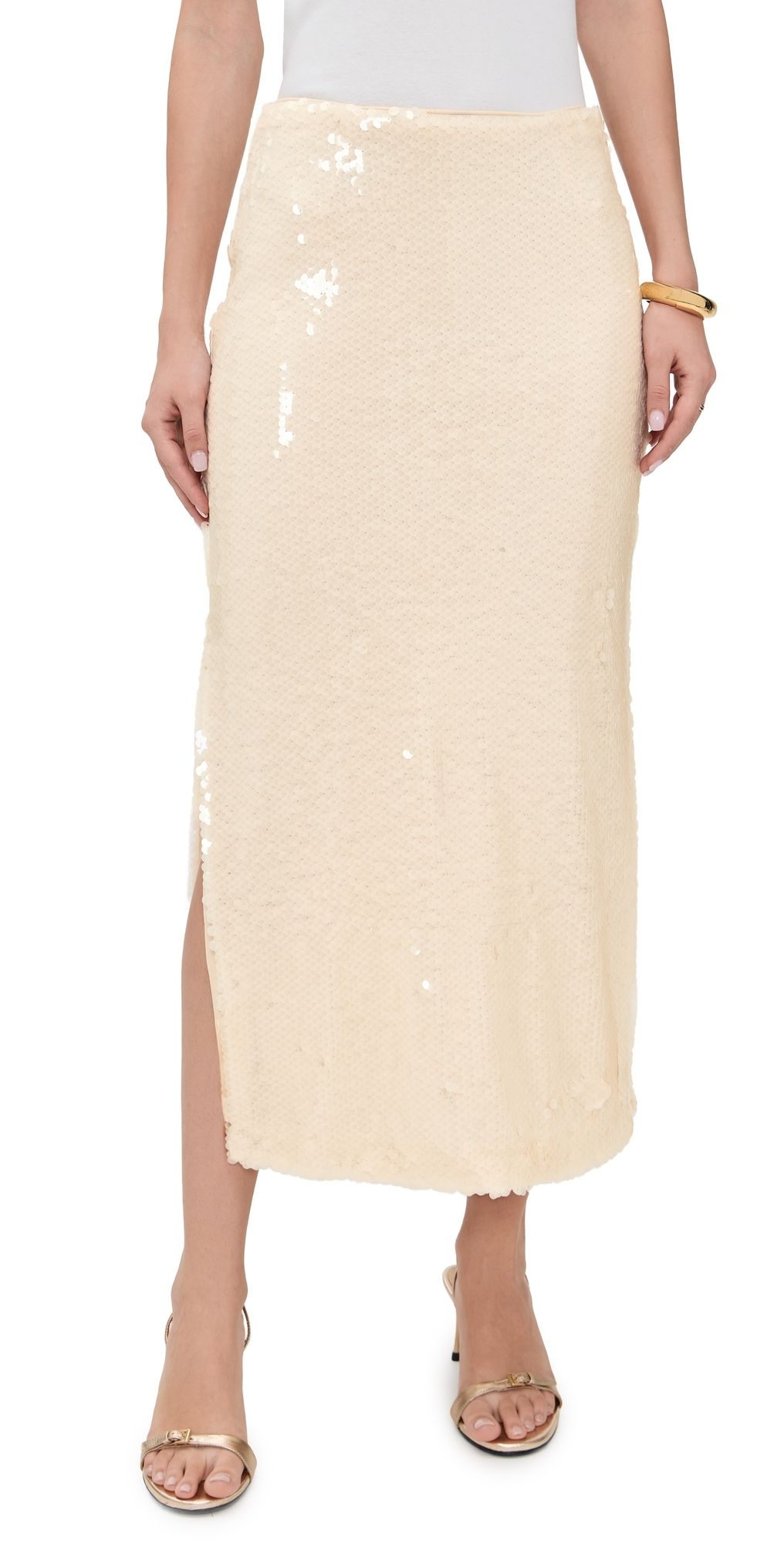 endless rose Sequins Midi Skirt Ivory S