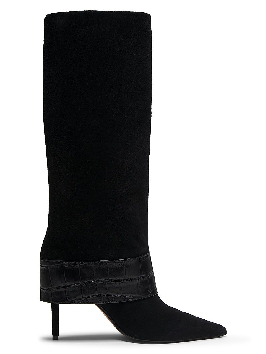 Women's Beatrix Suede Foldover Boots - Black - Size 7
