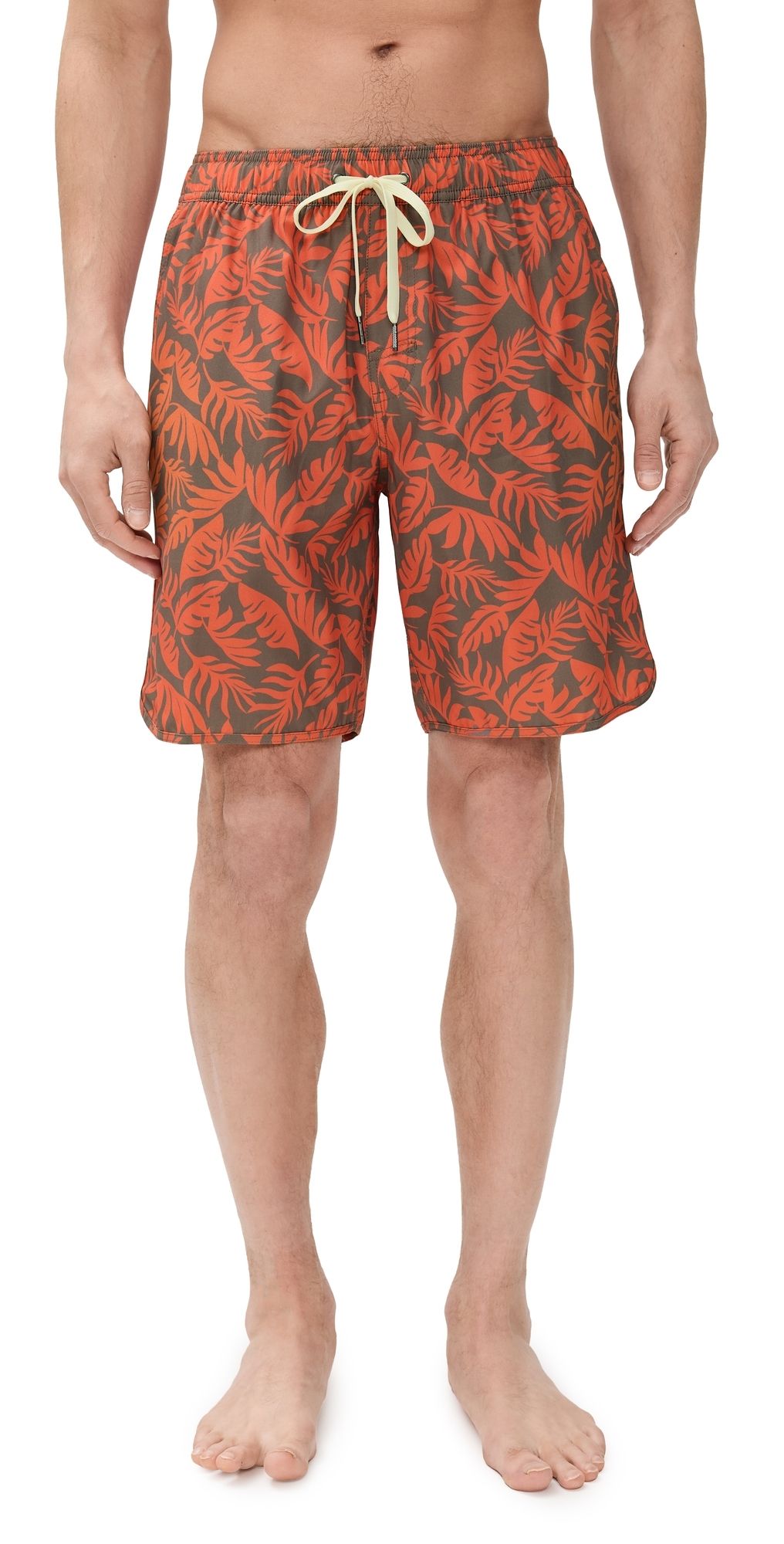 Fair Harbor The Anchor Swim Trunks 8 Orange Leaves S