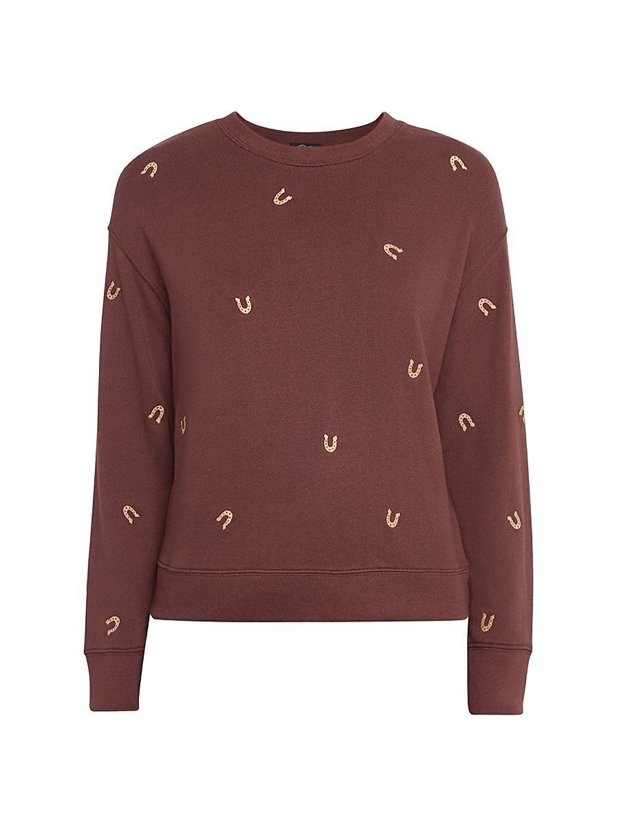 Women's Ramona Embroidered Stretch-Cotton Sweatshirt - Horseshoes - Size XL