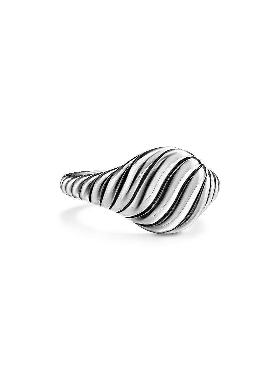 Women's Sculpted Cable Pinky Ring in Sterling Silver, 10MM - Silver - Size 4