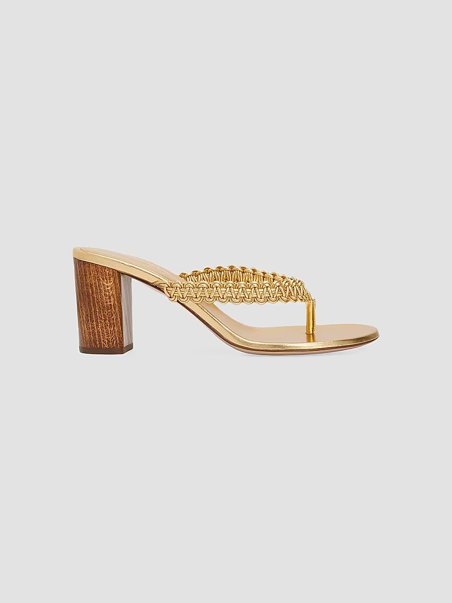 Women's Lattice 70MM Leather Heeled Sandals - Meko Mekong - Size 5