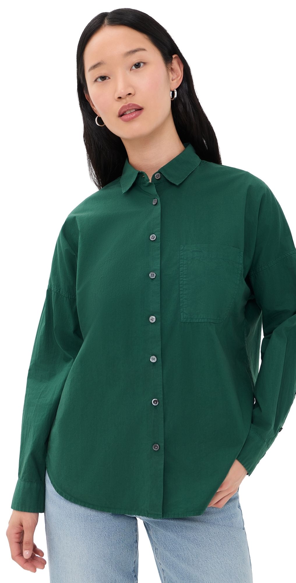 Alex Mill Jo Poplin Button Down Shirt Rain Forest M