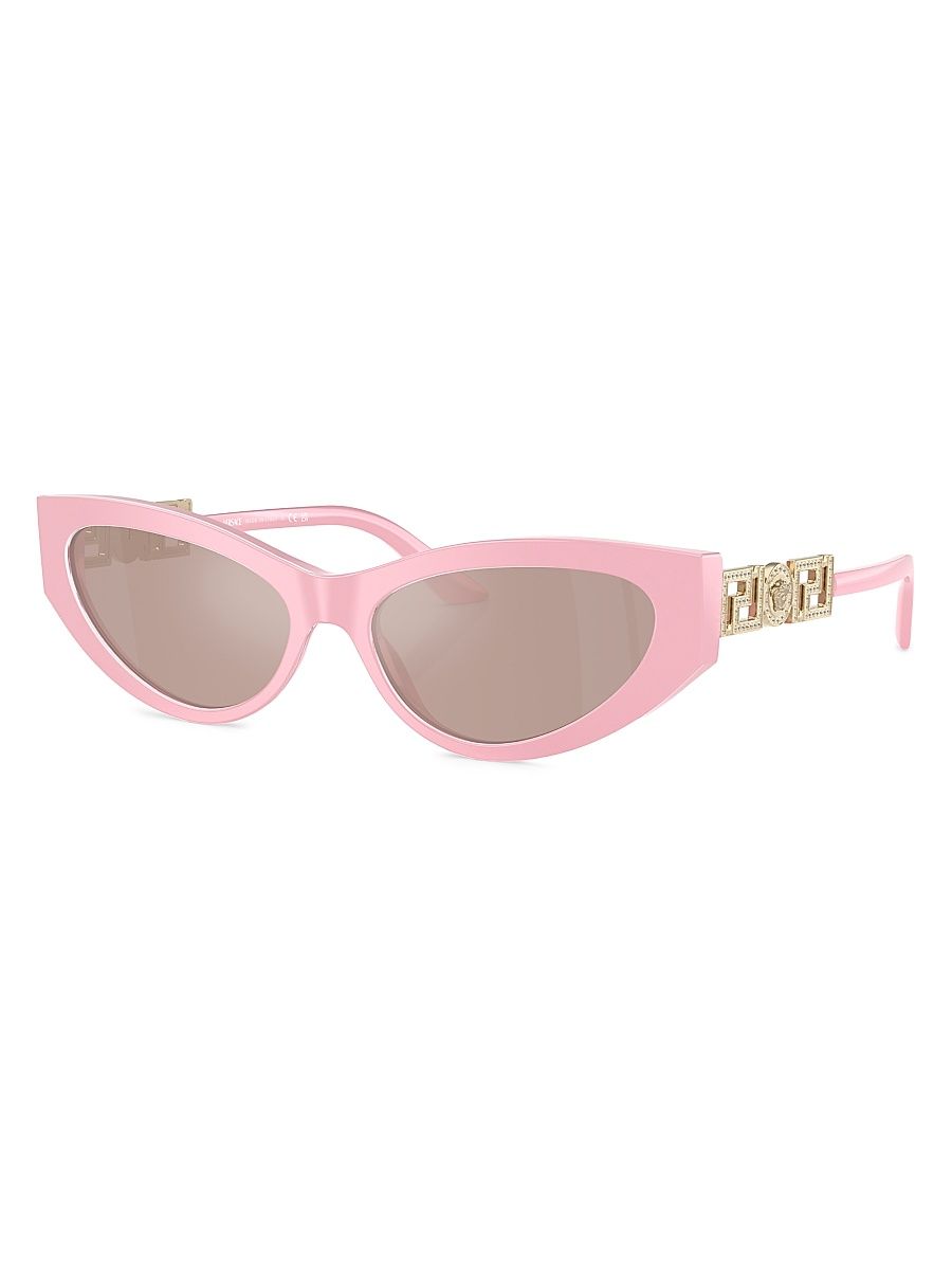 Women's Bright Greca 56MM Cat-Eye Sunglasses - Pink Gold Rose