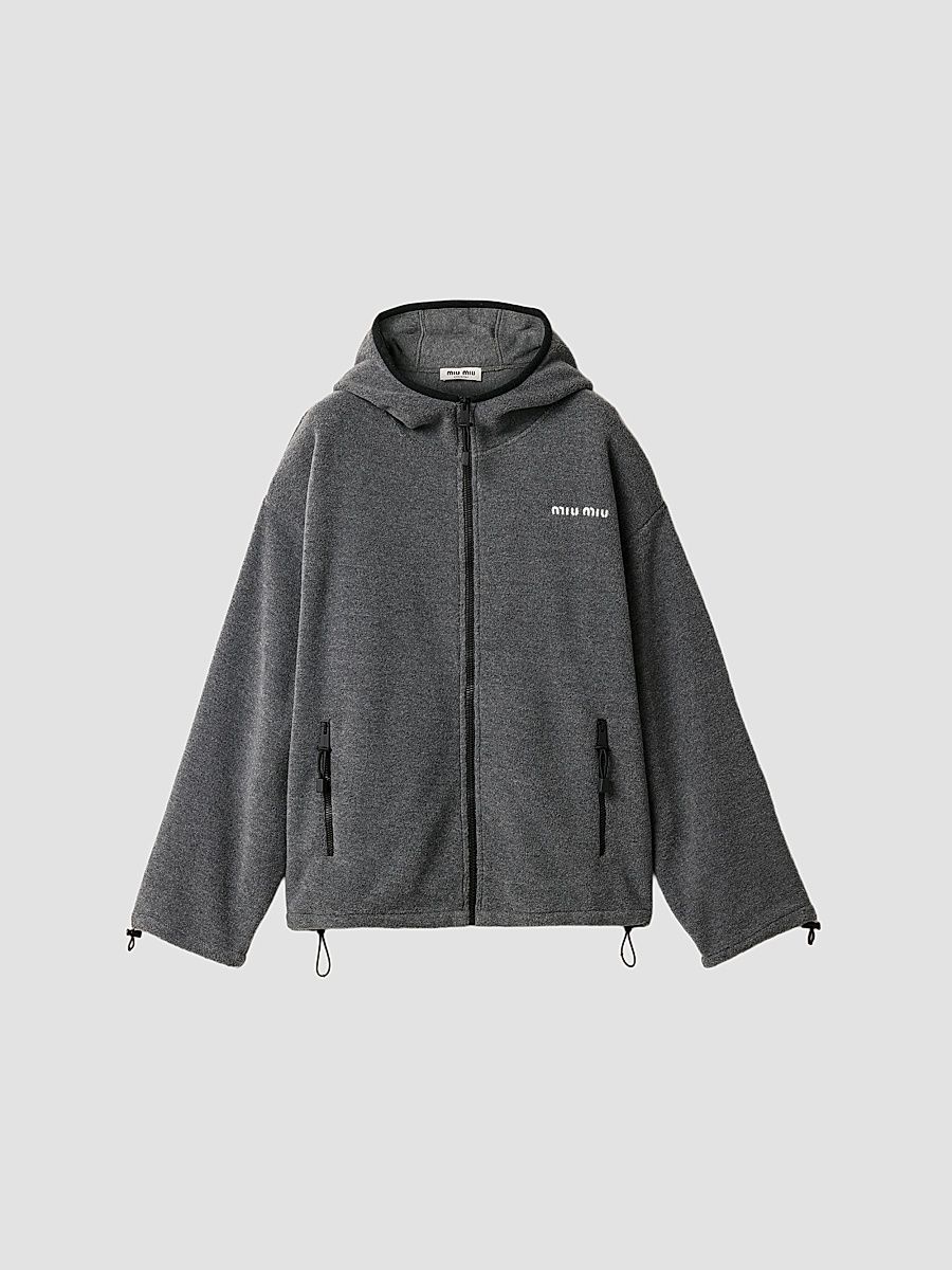 Women's Fleece Zippered Hoodie Jacket - Grey - Size Small