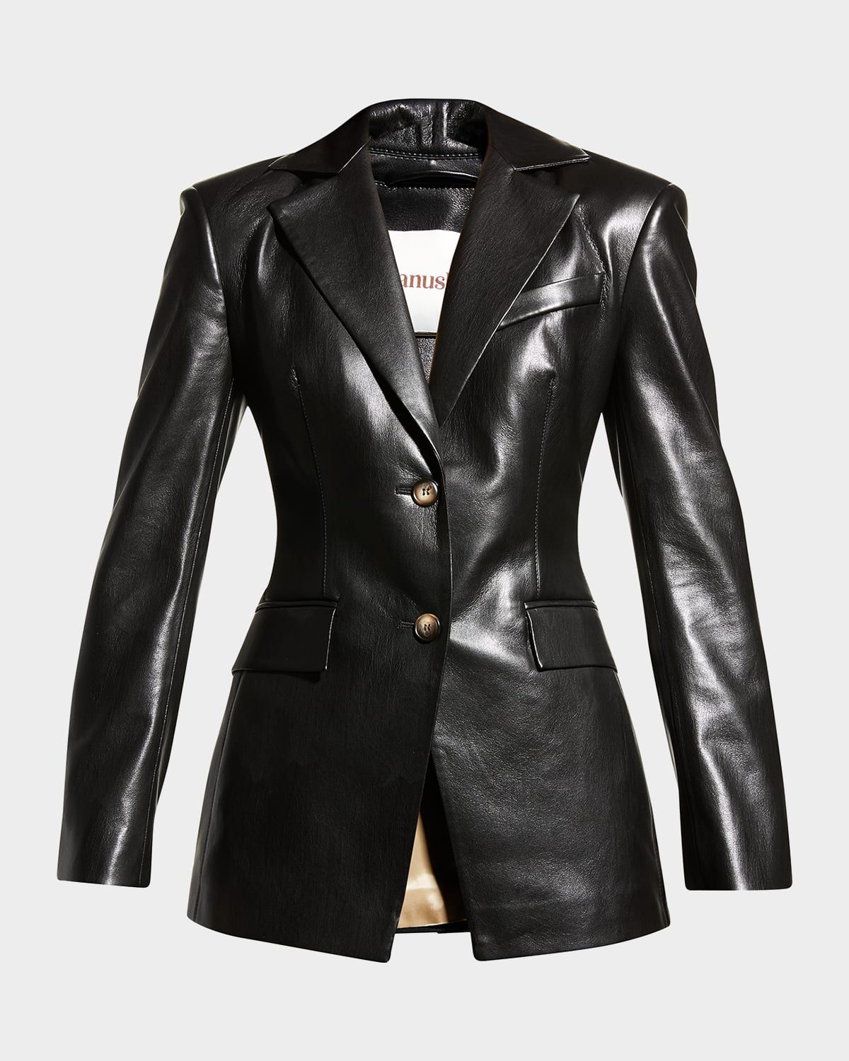 Hathi Single-Breasted Faux Leather Blazer