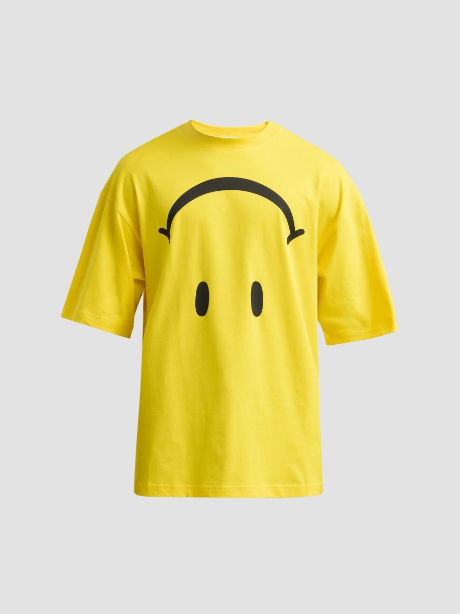 Moschino Men's Smiley Face Jersey T-Shirt - Multi Yellow - Size XXL