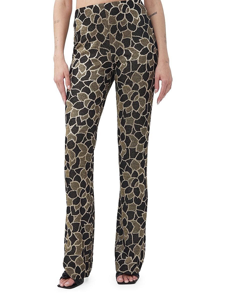 Women's Jacoba Floral Knit Jacquard Straight Pants - Size 16