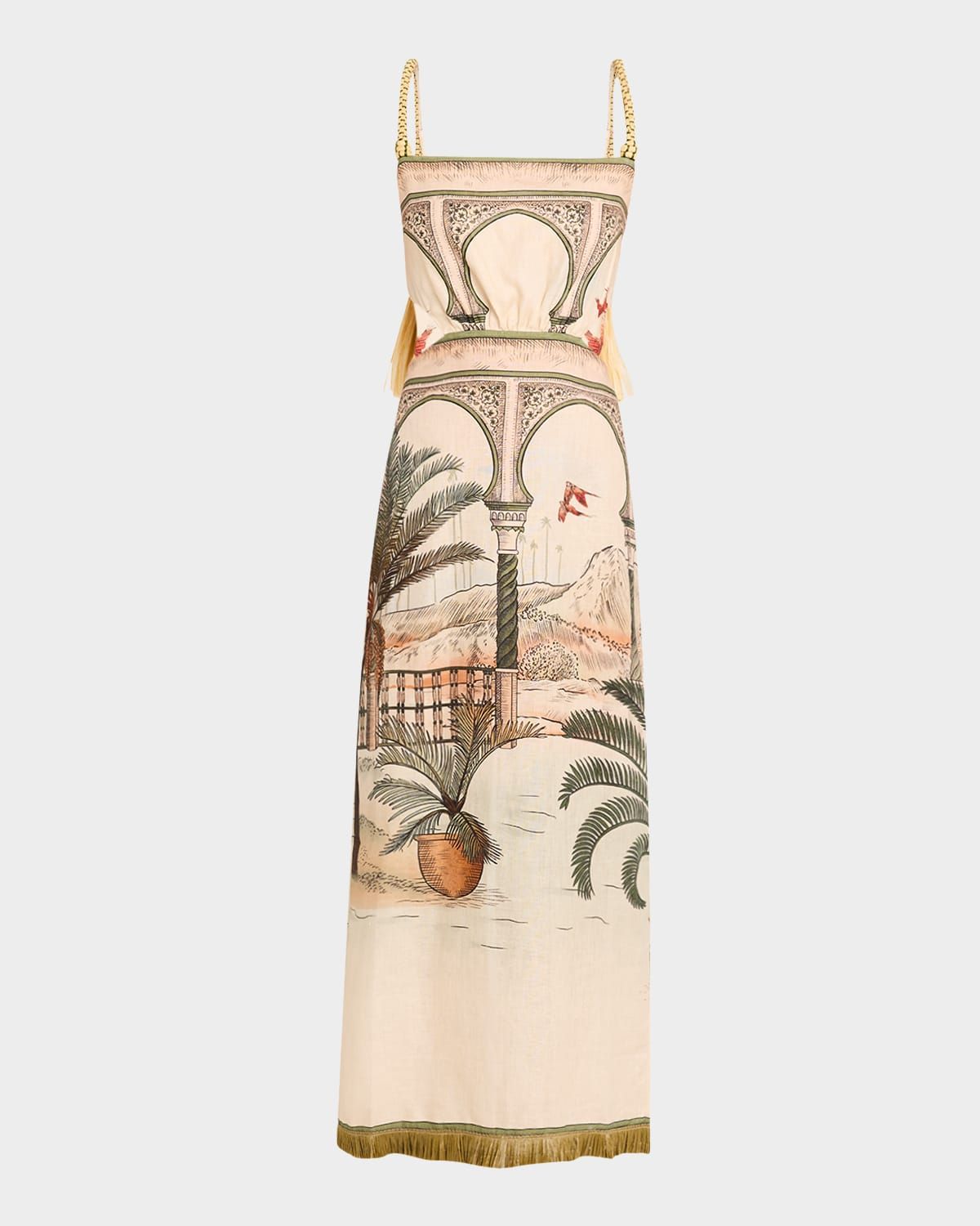 Cartagening Raffia Fringe Ankle Dress