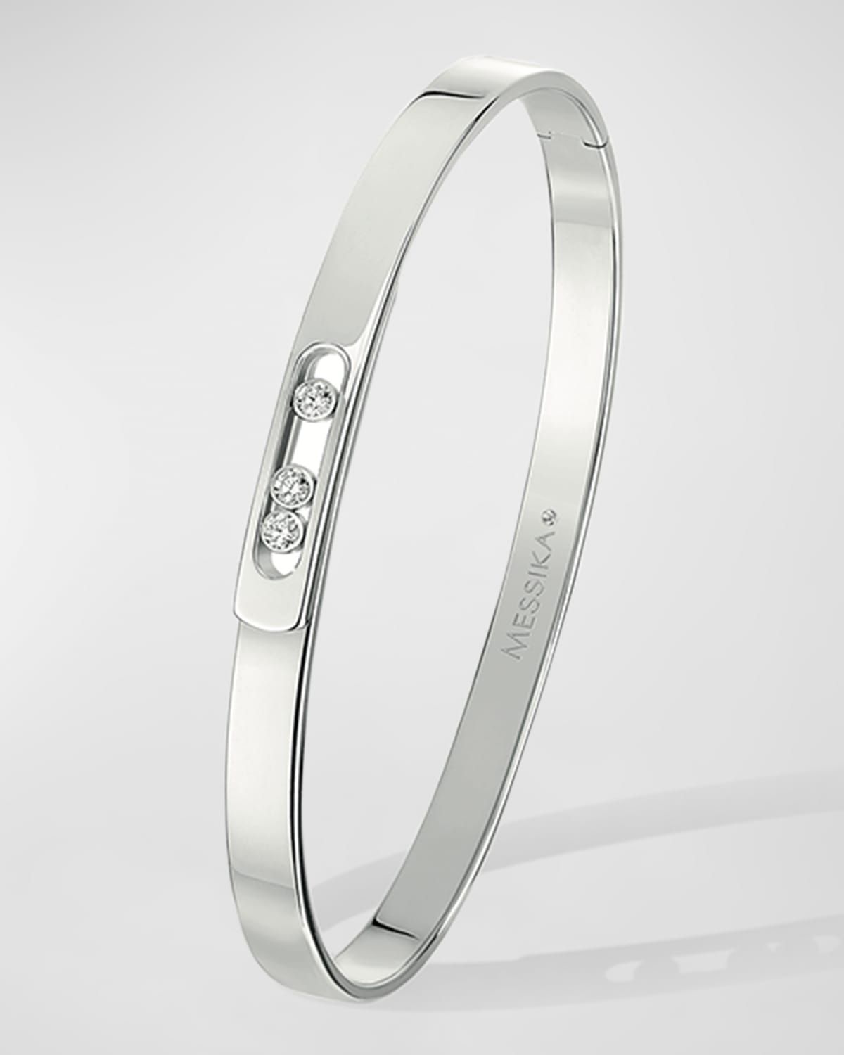 MOVE NOA 18K WHITE GOLD 3-DIAMOND BANGLE