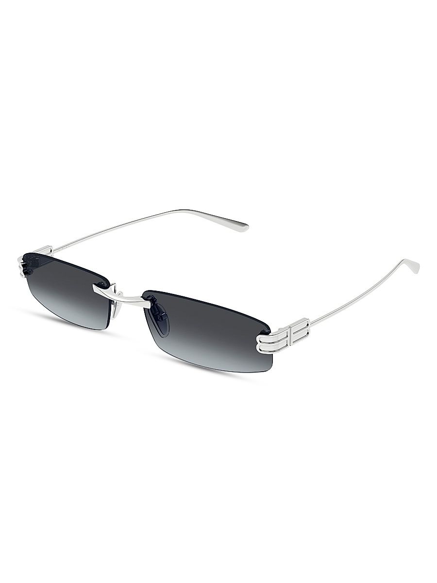 Men's Gossip 62MM Rimless Rectangular Metal Sunglasses - Silver Black