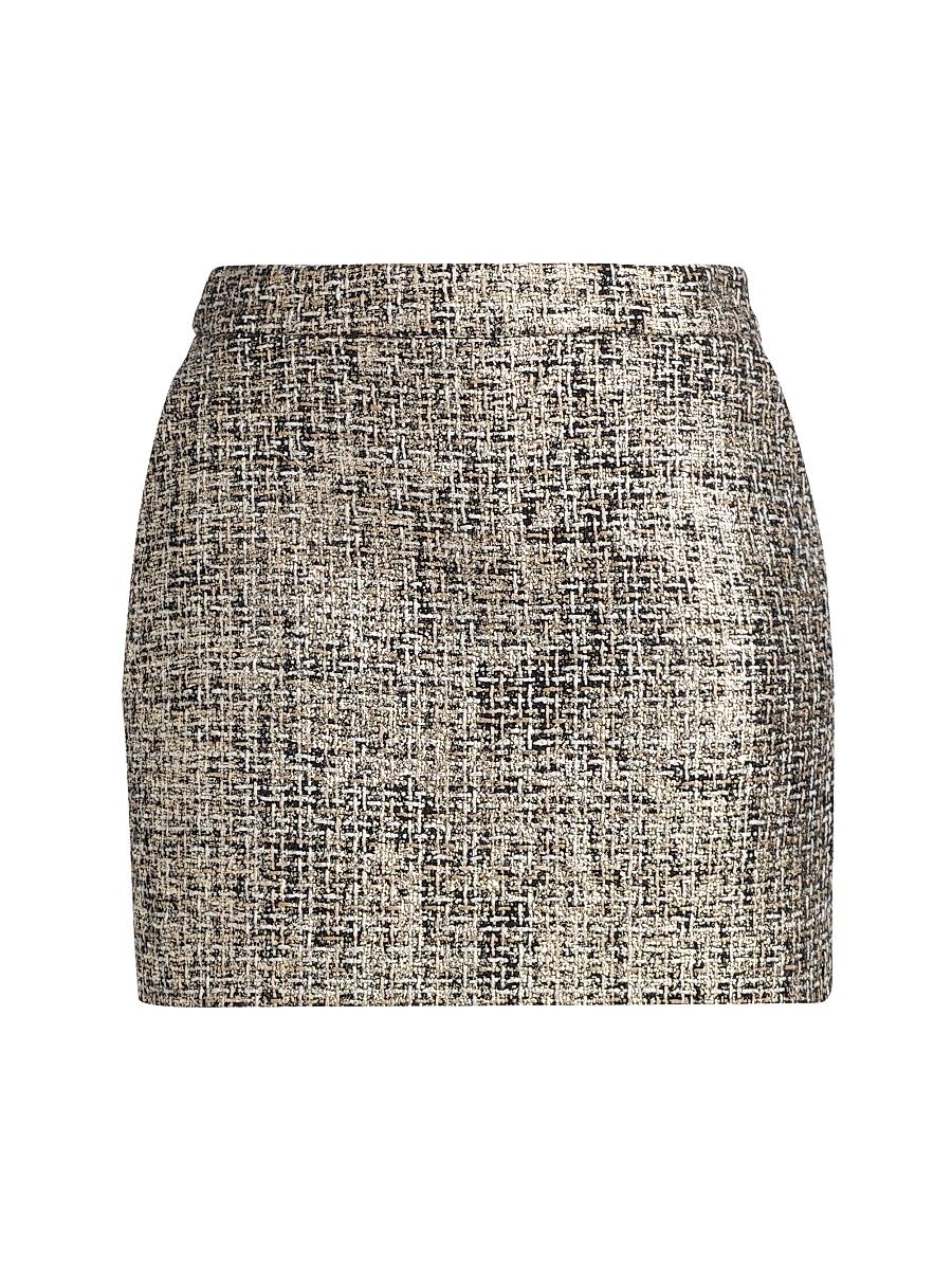 Women's Kendra Metallic Tweed Miniskirt - Gold Multi - Size 14