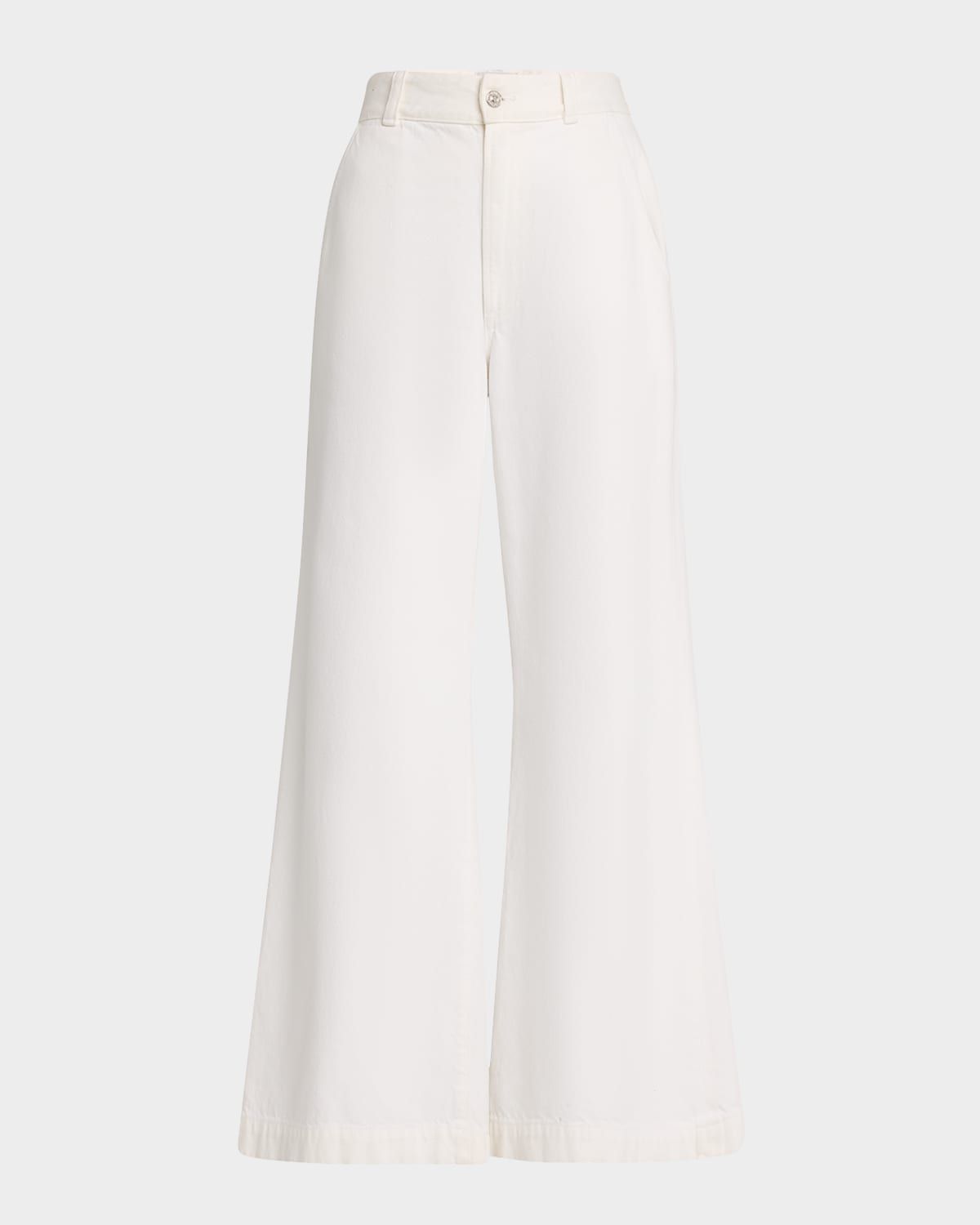 Beverly High-Rise Wide-Leg Cotton Trousers