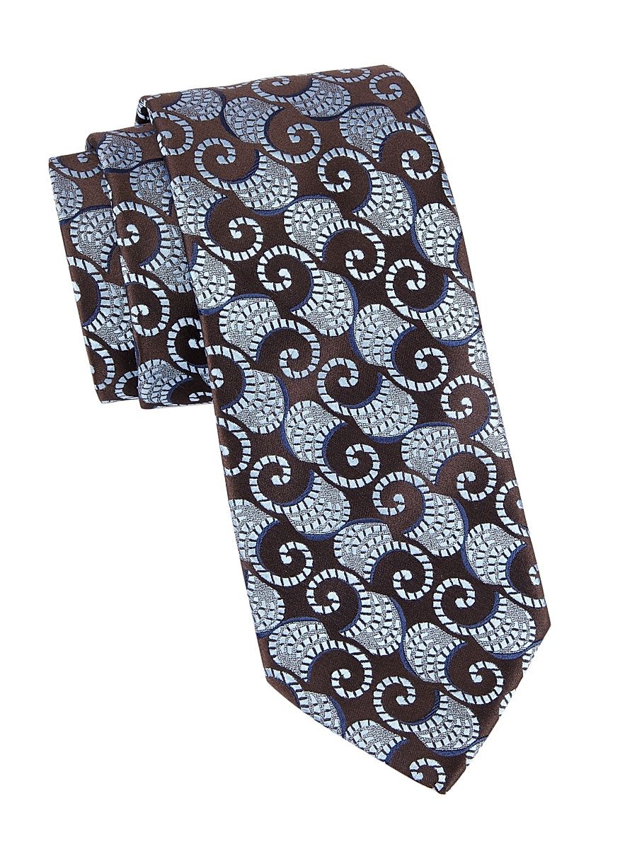 Men's Swirl Silk Tie - Brown Blue