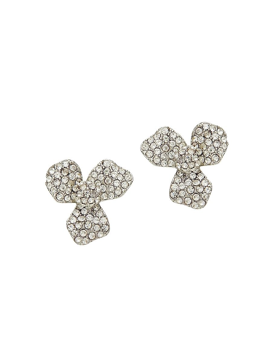 Women's Pave Trillium Stud Earrings - Crystal