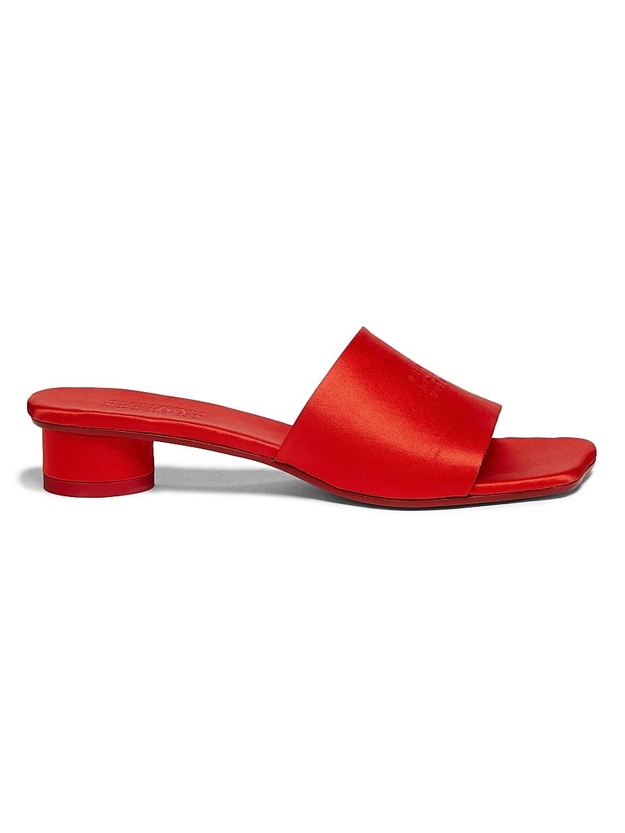 Women's 25MM Cylinder-Heel Satin Sandals - Cherry Tomato - Size 11