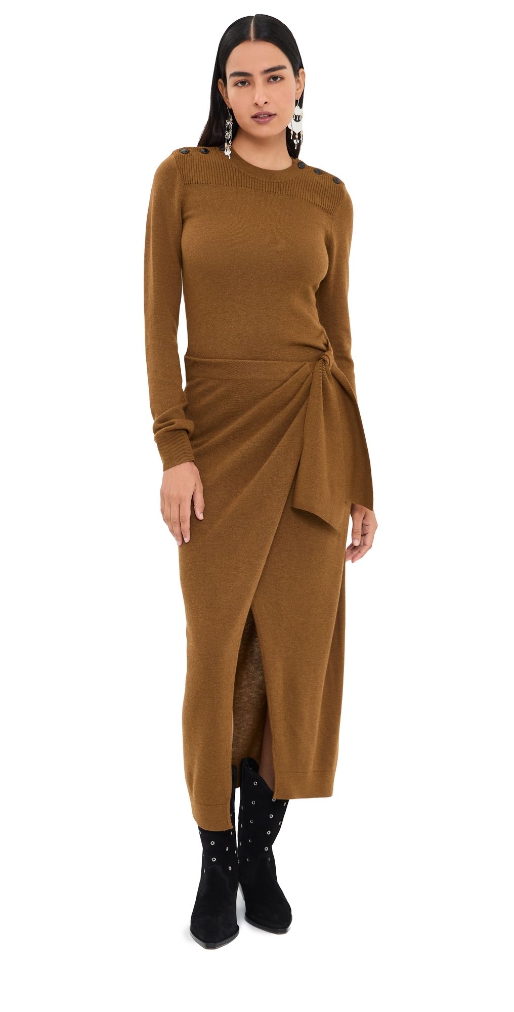 Isabel Marant Jozira Midi Dress Bronze 36