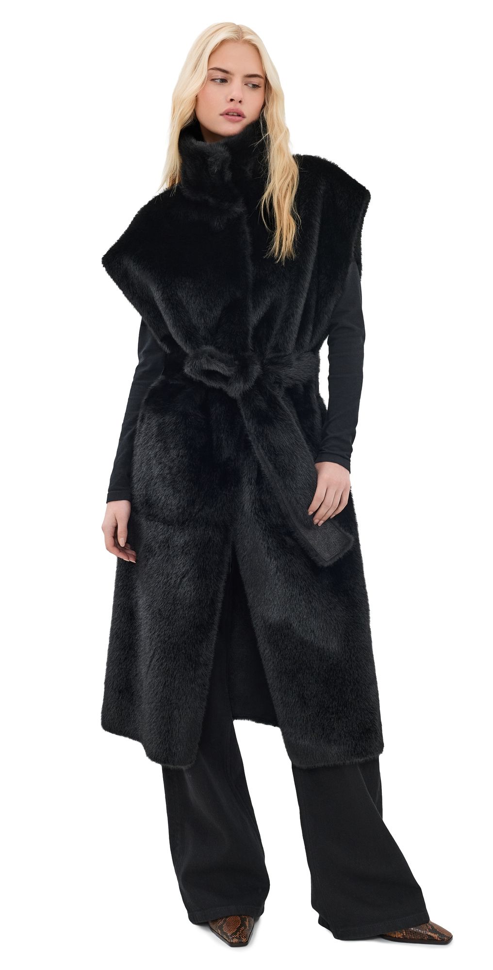 Stand Studio Oaklynn Faux Fur Vest Black 34