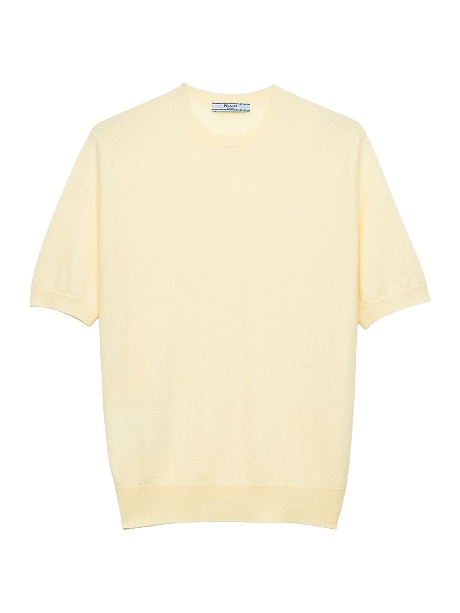 Women's Short-Sleeved Cashmere T-Shirt - Yellow - Size 8