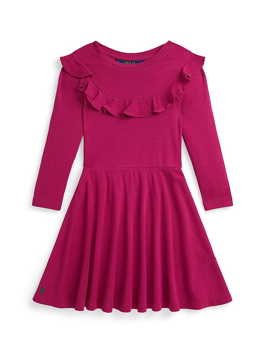 Little Girl's Ruffled Cotton-Modal Dress - Preppy Pink - Size 12