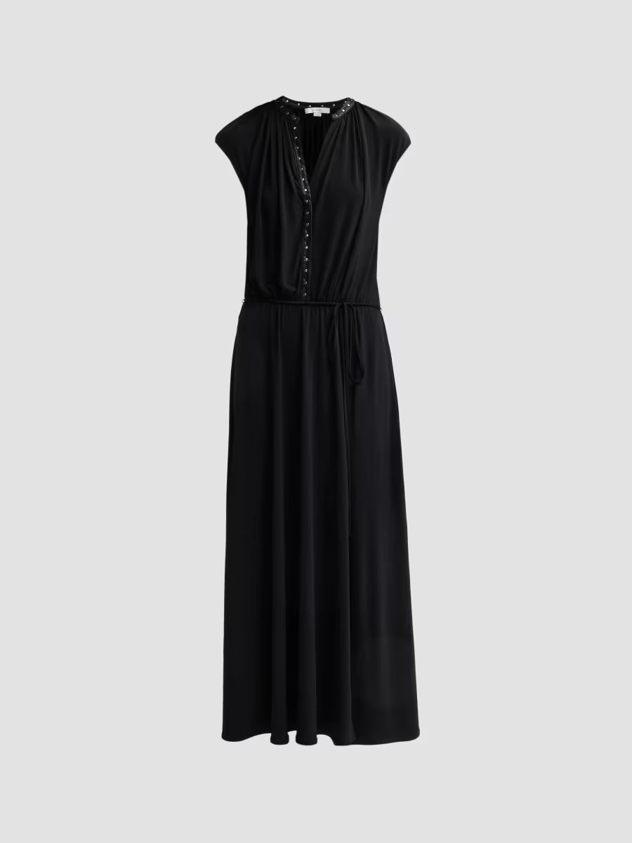 Vince Women's Tie-Waist Studded Midi Dress - Black - Size XXS