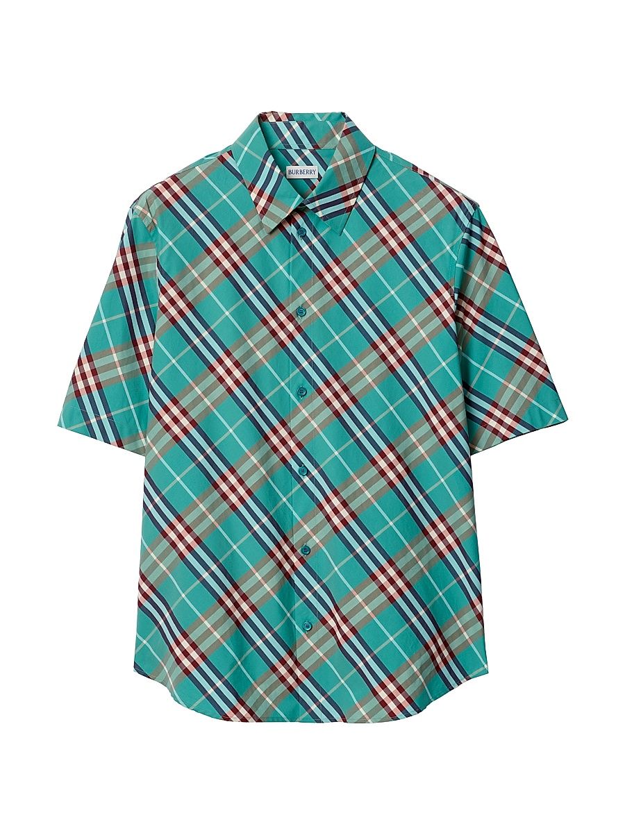 Men's Robert Check Cotton Shirt - Atom Blue Ip Check - Size XXL