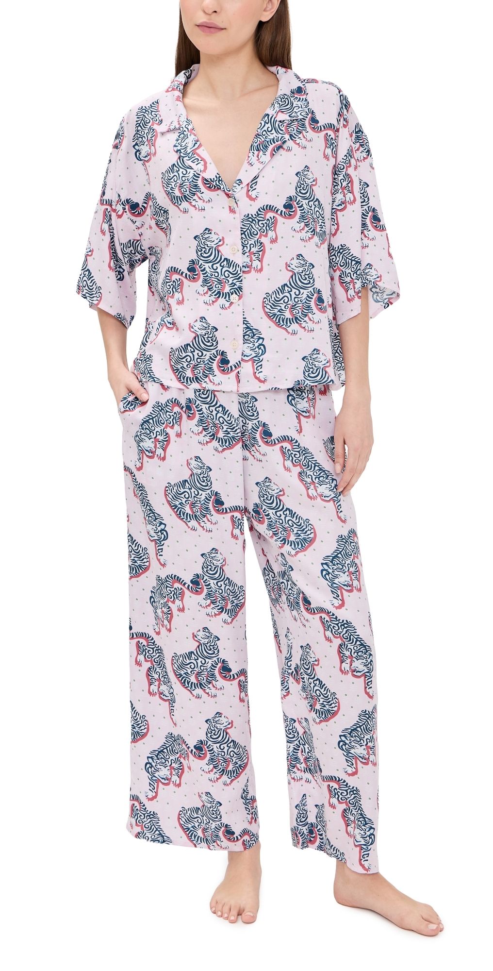 Printfresh Tiger Queen Wildest Dreams Pajama Set Blush S