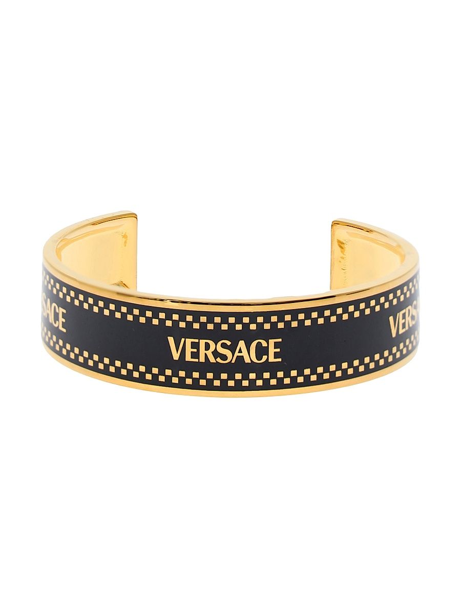 Men's Logo-Engraved Metal Cuff - Versace Gold Black - Size Small