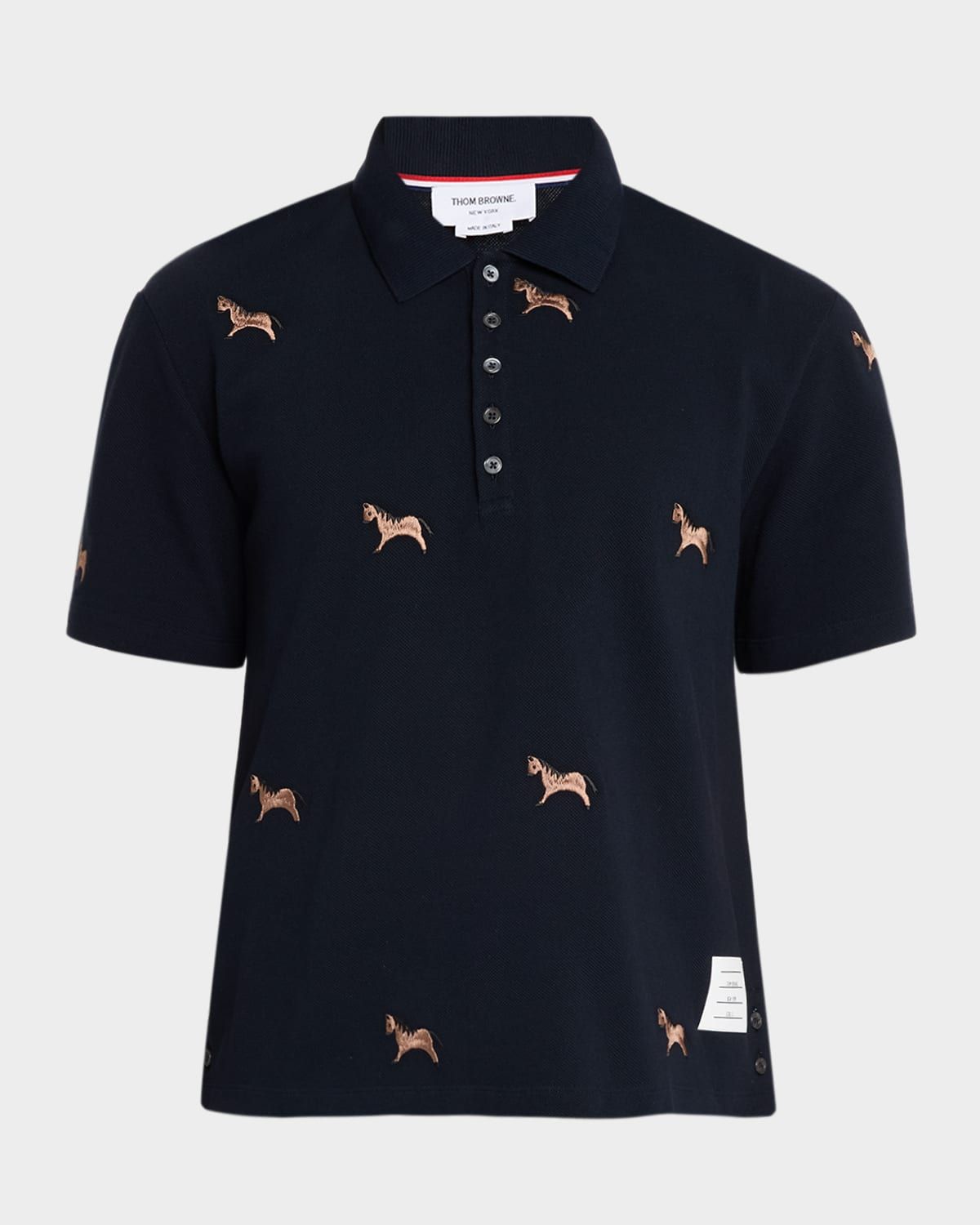 Men & apos;s Lunar New Year Satin Stitch Horse Polo Shirt