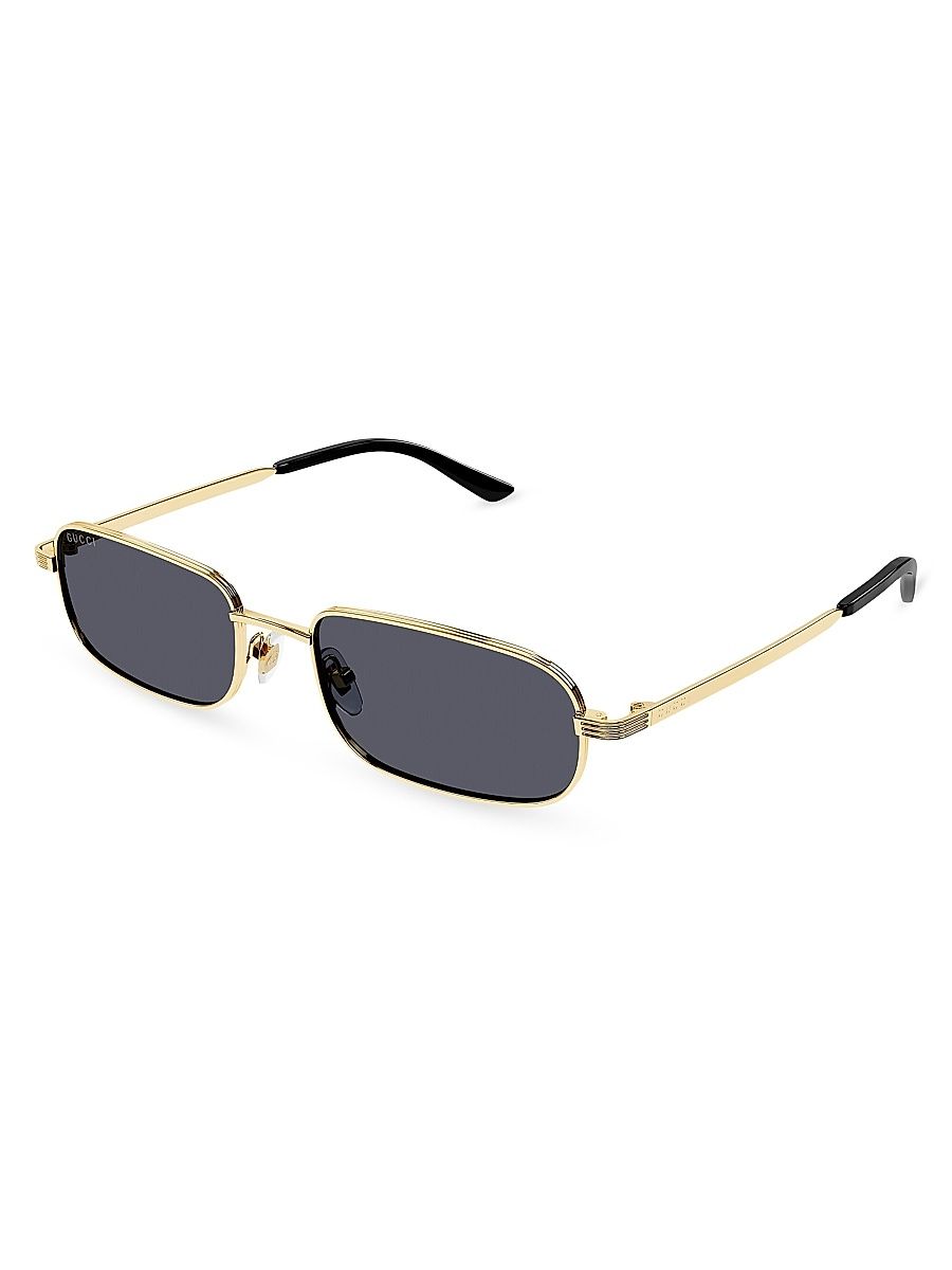 Men's New Light Metal Rectangular Metal Sunglasses - Gold