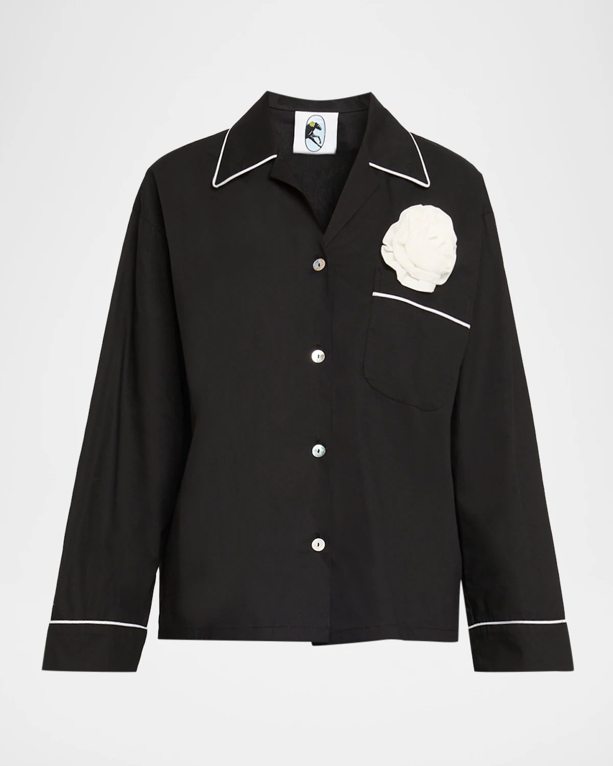 Floral Applique Cotton Poplin Pajama Set